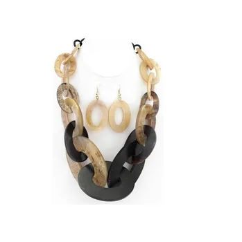 Natural Horn Necklace / Buffalo Horn Jewellery for handmade polished with earing set and at best packing