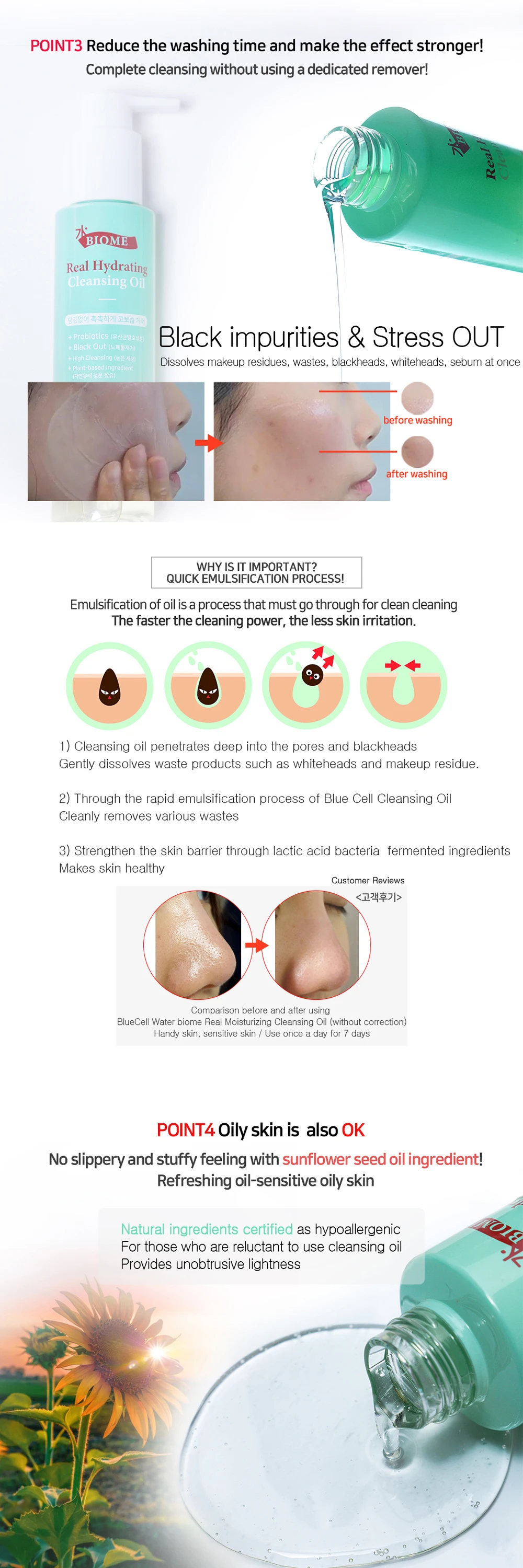 Korea Makeup Removing Oil Bluecell Biome Real Hydrating Cleansing Oil