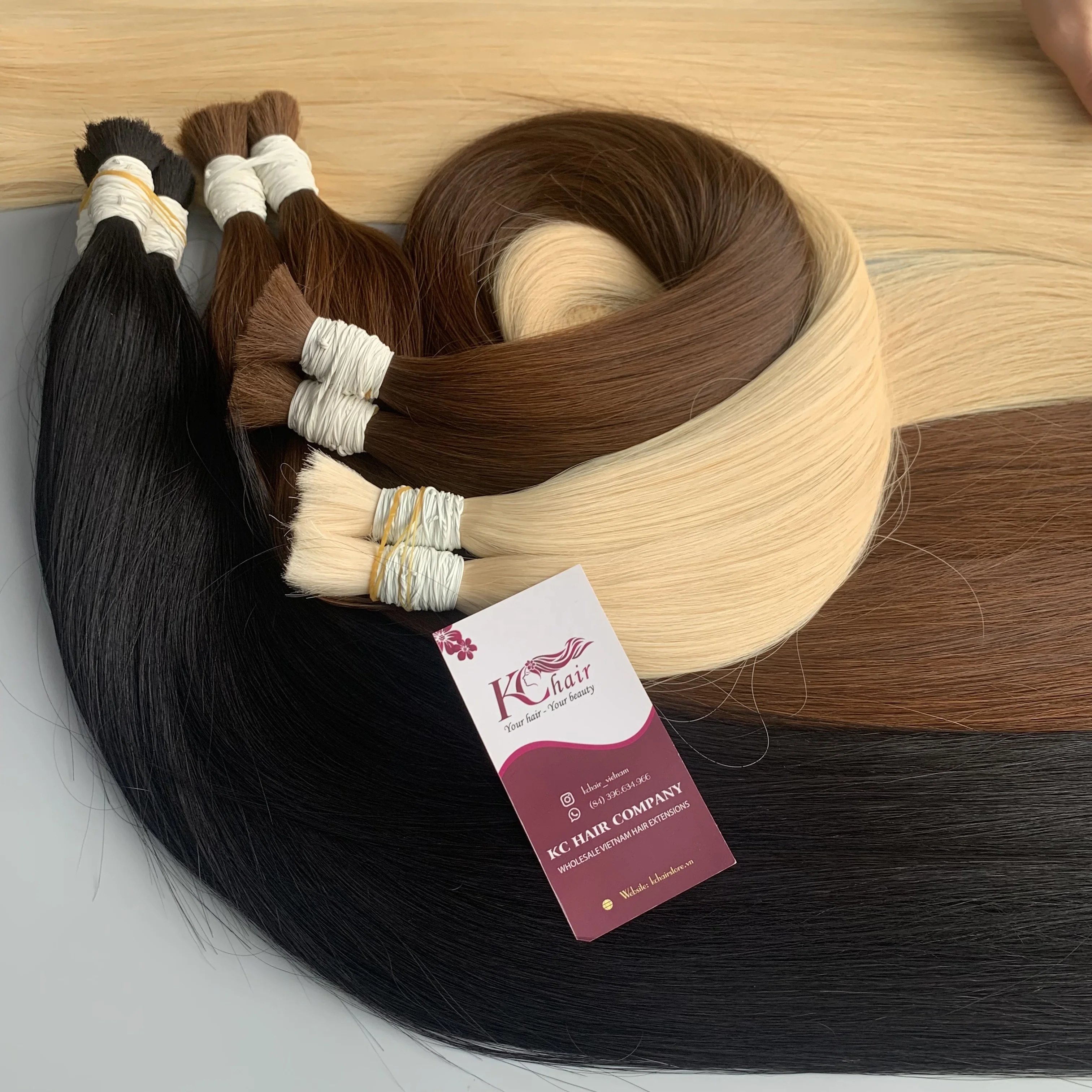 Customized Color Bulk Hair Vietnamese Human Hair Extensions Cuticle ...