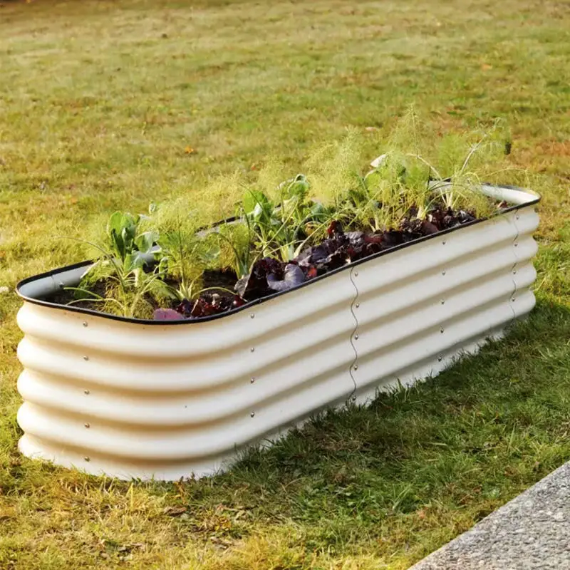 Raised Bed Kit Galvanized Planter Raised Boxes,Outdoor Oval Large Metal