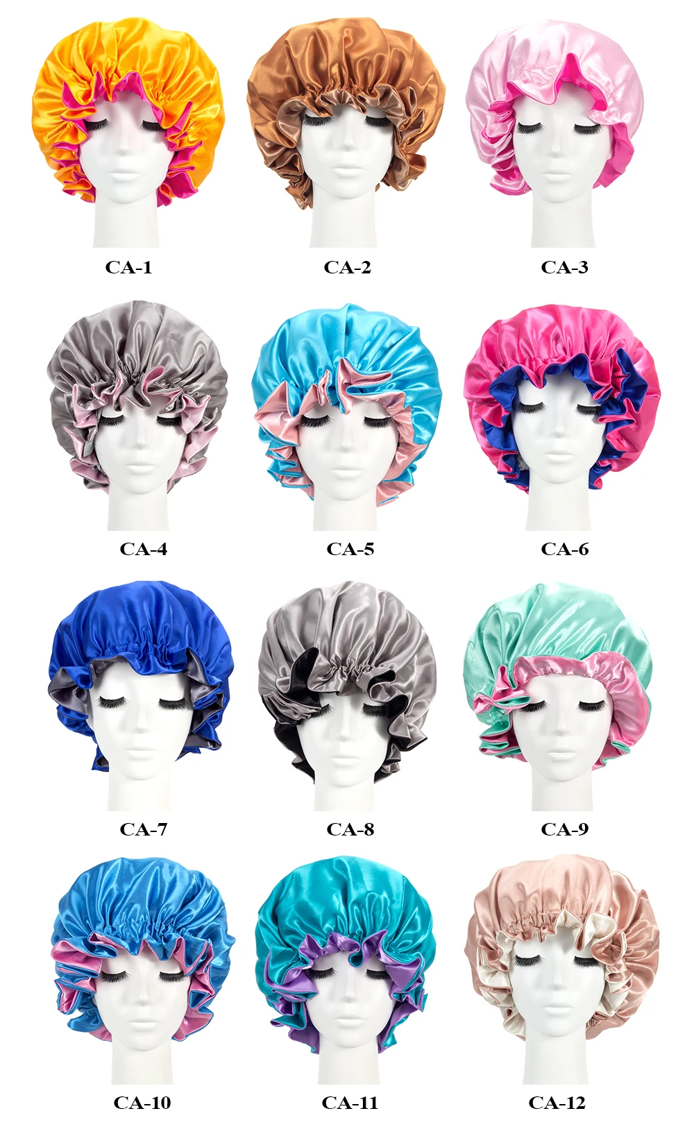 Low Moq Large Sleeping Hats Adjustable Silk Satin Hair With Tie Solid Color Sleep