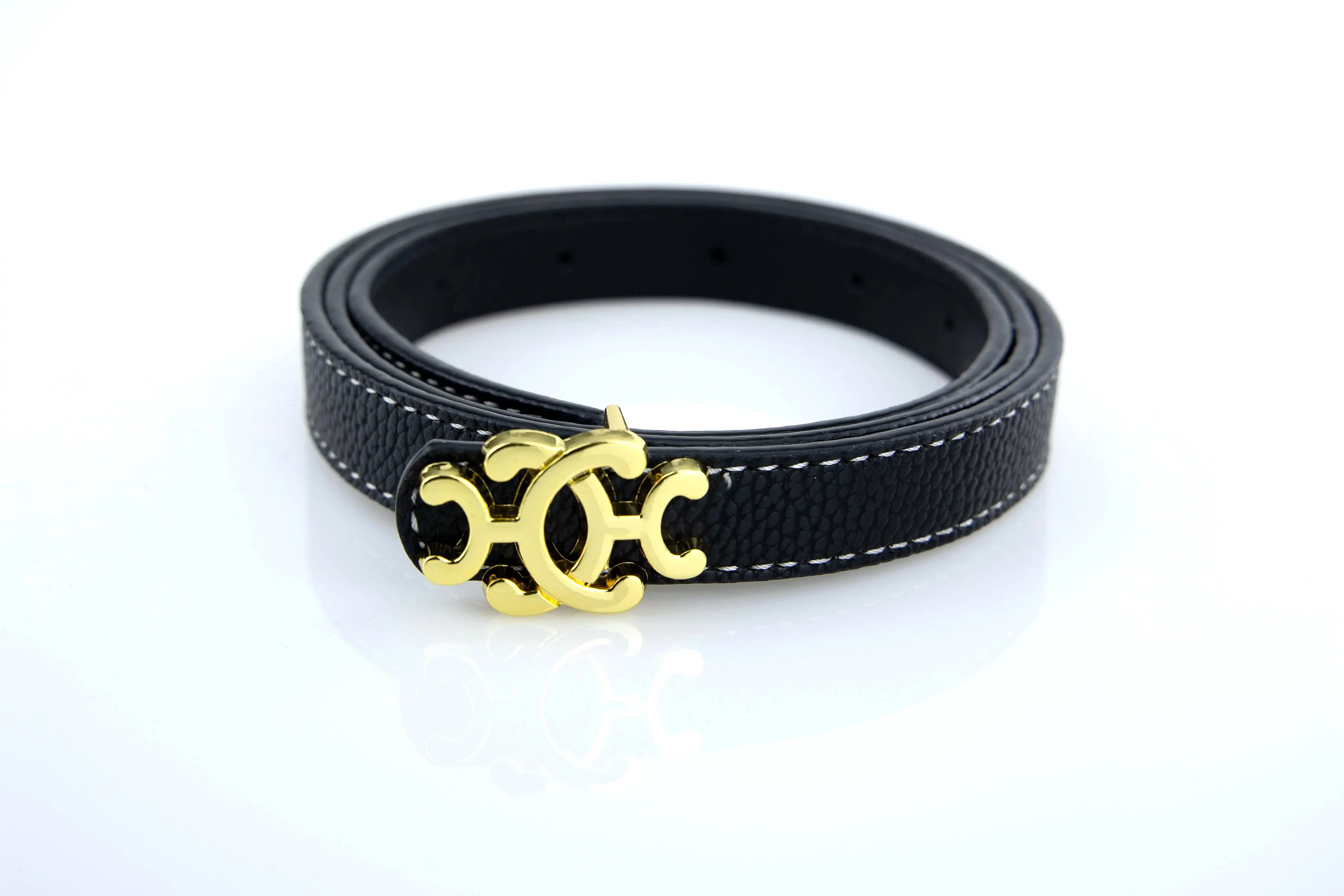 Custom Colors Gold Buckle Luxury Soft Faux Pu Leather Women Wide Dress