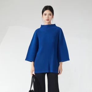 Wholesale Smocked Clothing Women's Loose T-Shirt High Quality Casual Large Size Blouse Miyake Pleated Tops