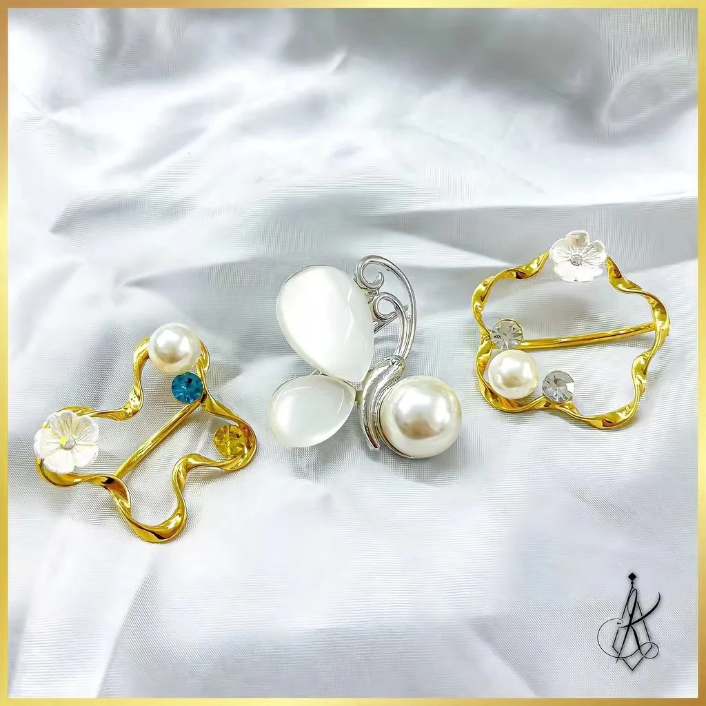 1 Piece Pearl Brooch Ring Unisex Tudung Bawal Fashion Jewelry Brooches