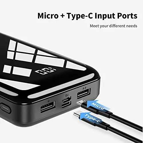 30000mAh Power Bank, ultimate portable charger for all your electronic devices.USB C port and dual USB outputs,