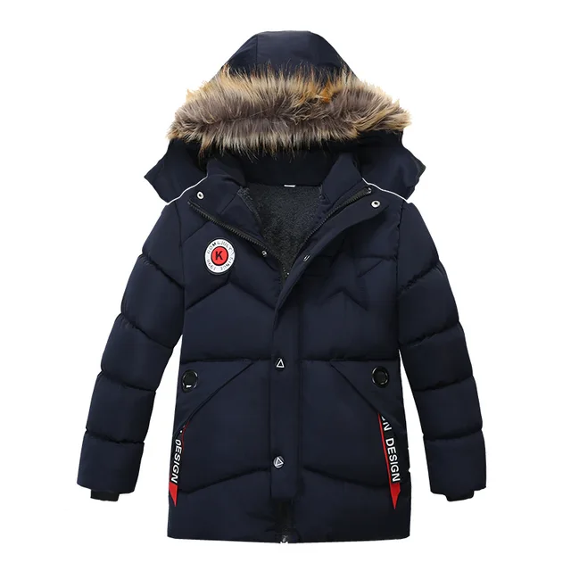 Wholesale Custom Children's Cotton-padded Winter New Children's Cotton-padded Boy Thick Fur Collar Down Jacket