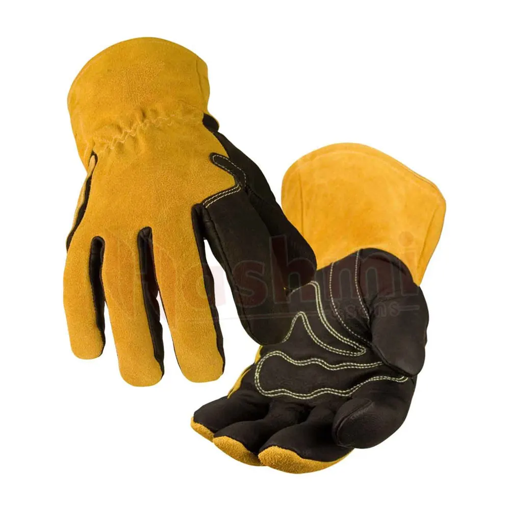 Oem Leather Welding Gloves Heat Resistant Cowhide Welding Gloves Work