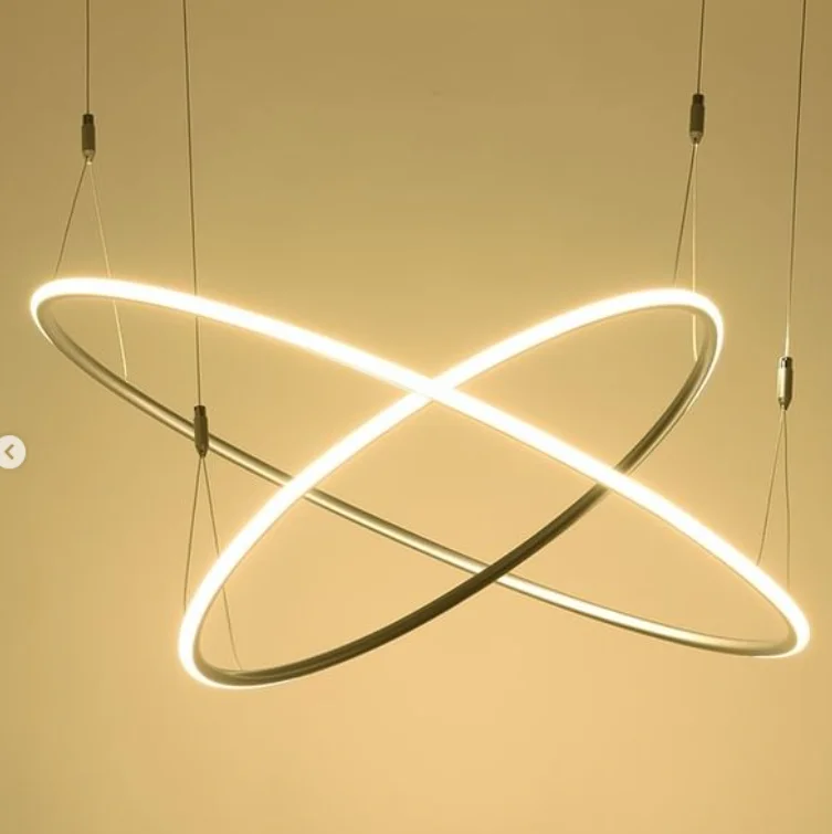 ECOJAS Modern Hotel Customized Size Dimmable Round Suspended Lamp Ceiling Pendant Led Circular Linear Lights Ring Chand