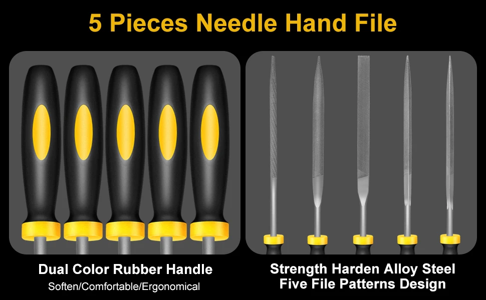 Small Hand Metal File Set 6.3in 5pcs Strength Alloy Steel Needle Files ...
