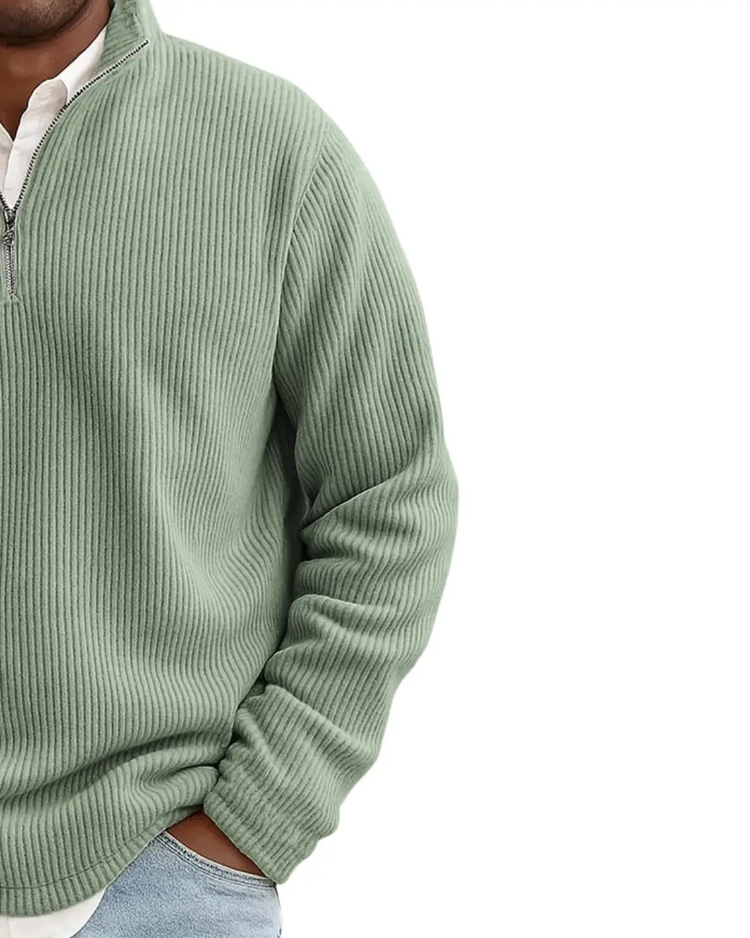 green dress with leopard print shoes Premium Wool Sweater for Stylish Men main image 1