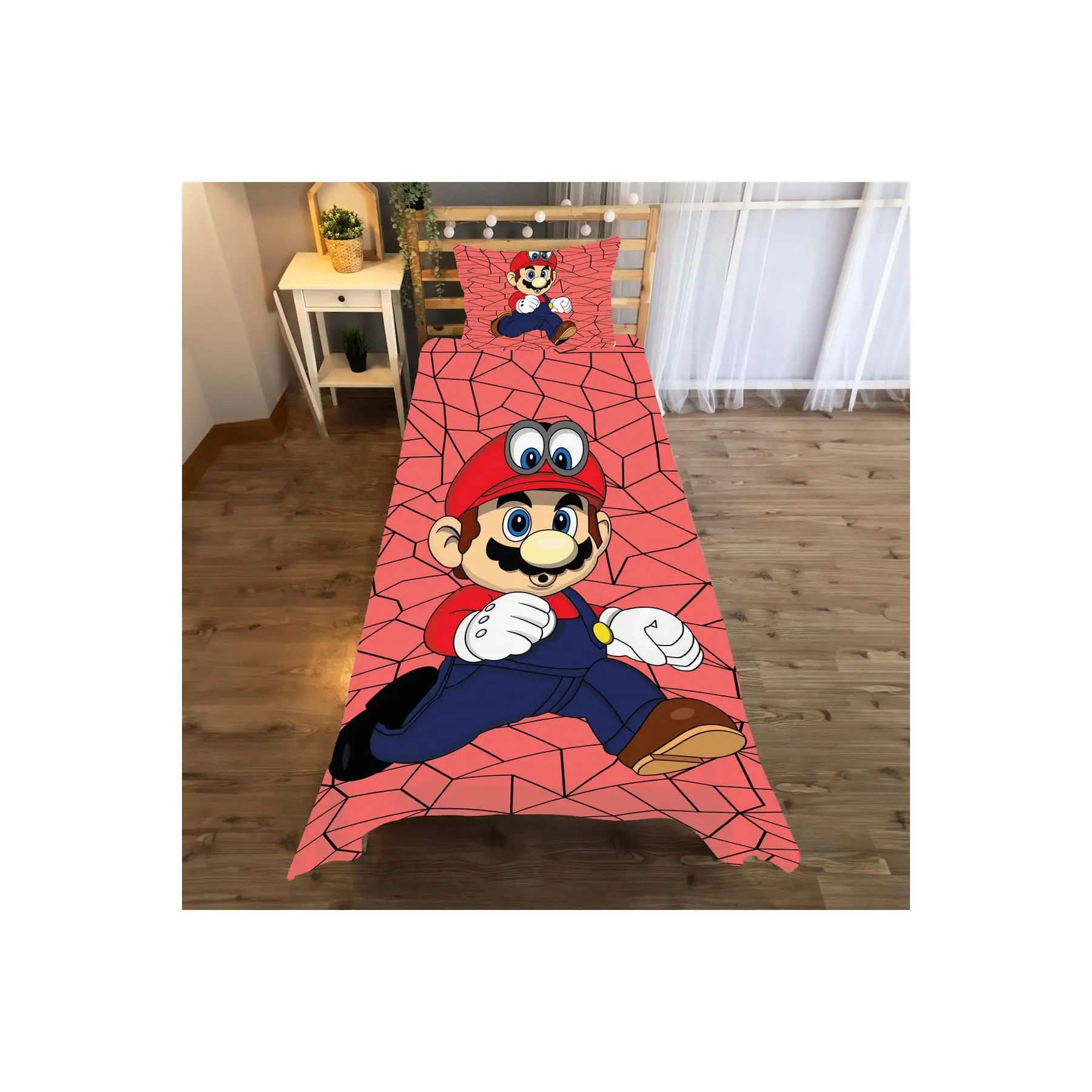Super Mario Patterned Bedspread And Pillowcase Set Of 2 Buy Super