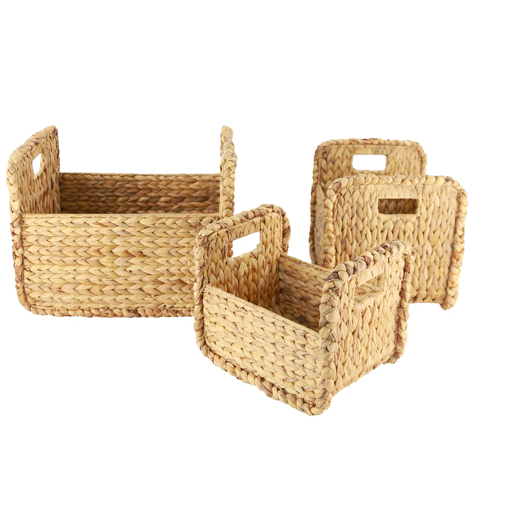 Sustainable Rectangular Water Hyacinth Storage Baskets With Iron Frame ...