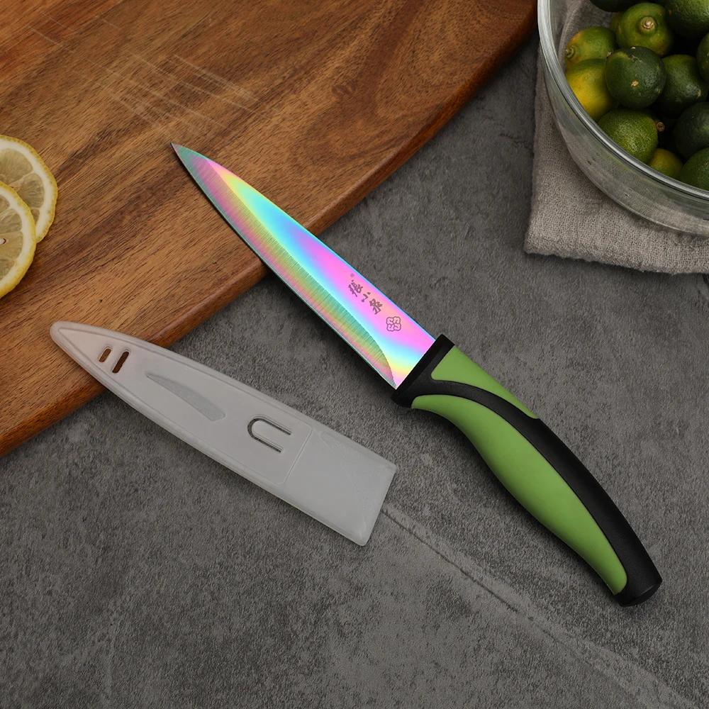 5 Ernesto Kitchen Knife Set Titanium Coated Stainless Steel Rainbow