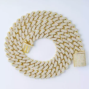 Customizable 12mm Cuban Link Chain VVS Clarity High Quality Moissanite Diamond Sterling Silver Available White Rose Necklaces