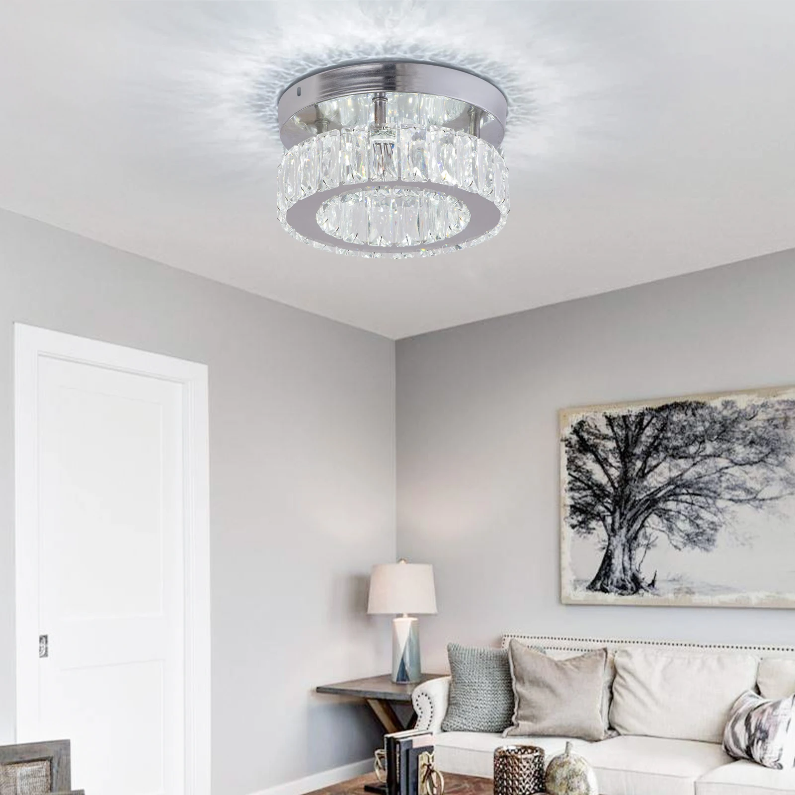 Crystal Small Chandelier Light LED for Dining Bedroom