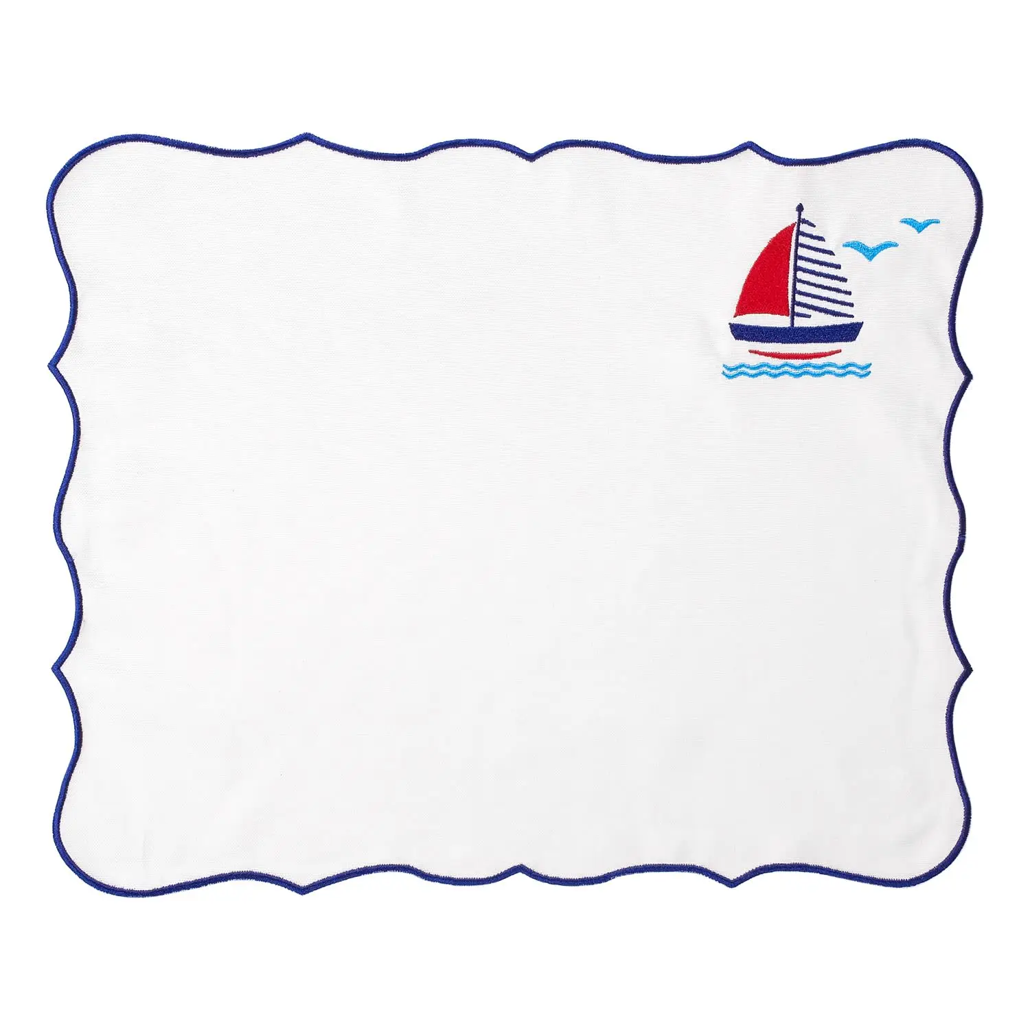 Custom Embroidery Sailboat Design Placemat&napkin Set For Home