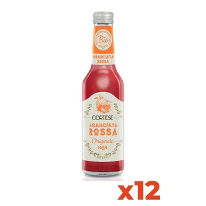 Cortese Italian Organic Red Orange Soda Premium Quality 275ml Glass Bottles 12 Pack for Home Use Plant-Based Beverage