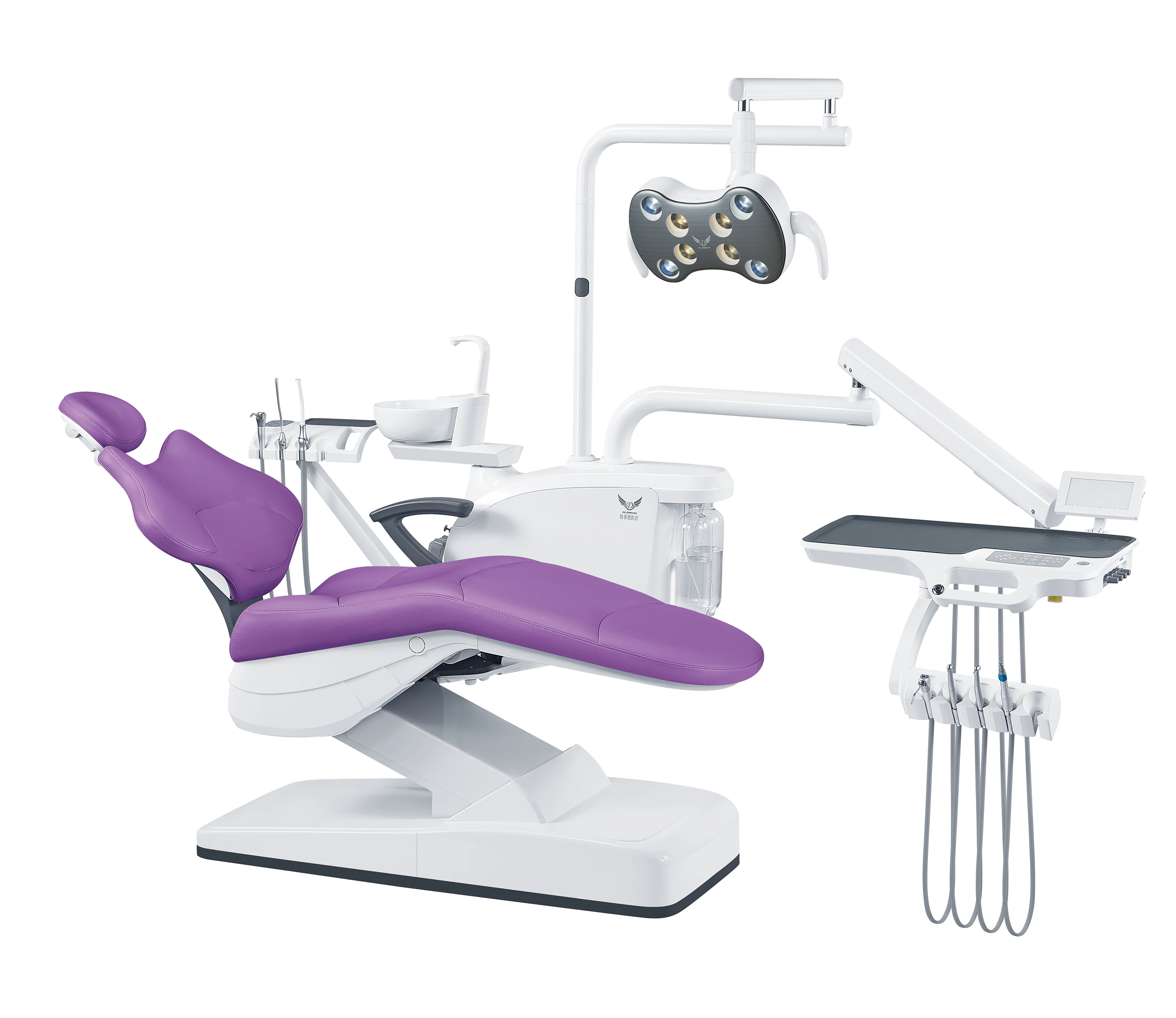 CE/ISO/US Certified Dental Chair with Metal Butterfly-Shape Backrest & Micro Fiber Leather Cushion