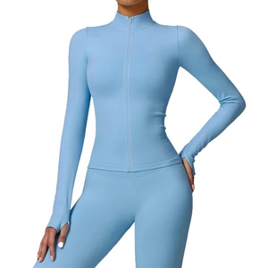 Wholesale Long Sleeves With Finger Jackets High Neck Slim Body Quick Dry Gym Jacket Sports