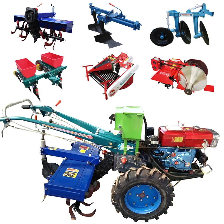 8hp 12hp 15hp Two Wheel Mini Walking Hand Tractor Agriculture Plough ...