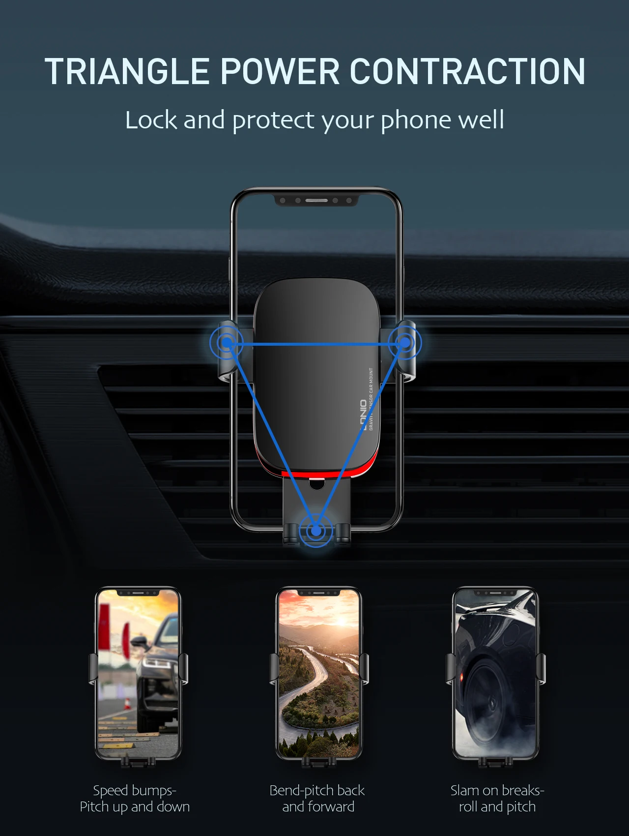 LDNIO MG10 Car Holder Metal Gravity Car Mount Auto Lock and Release ABS Storage Holders Cell Phone Holder Custom