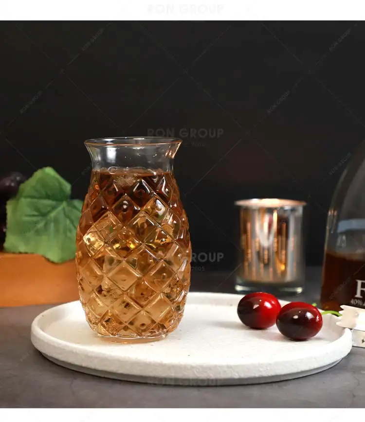 New creative design high quality restaurant party bar transparent glasses pineapple pattern cup drinking glass