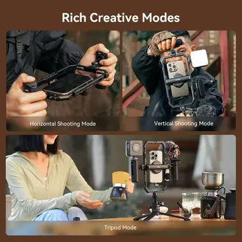 For SmallRig Universal Quick Release Phone Cage Kit Basic, Aluminum Smartphone Video Rig Kit with Wireless Control Dual Handles product image