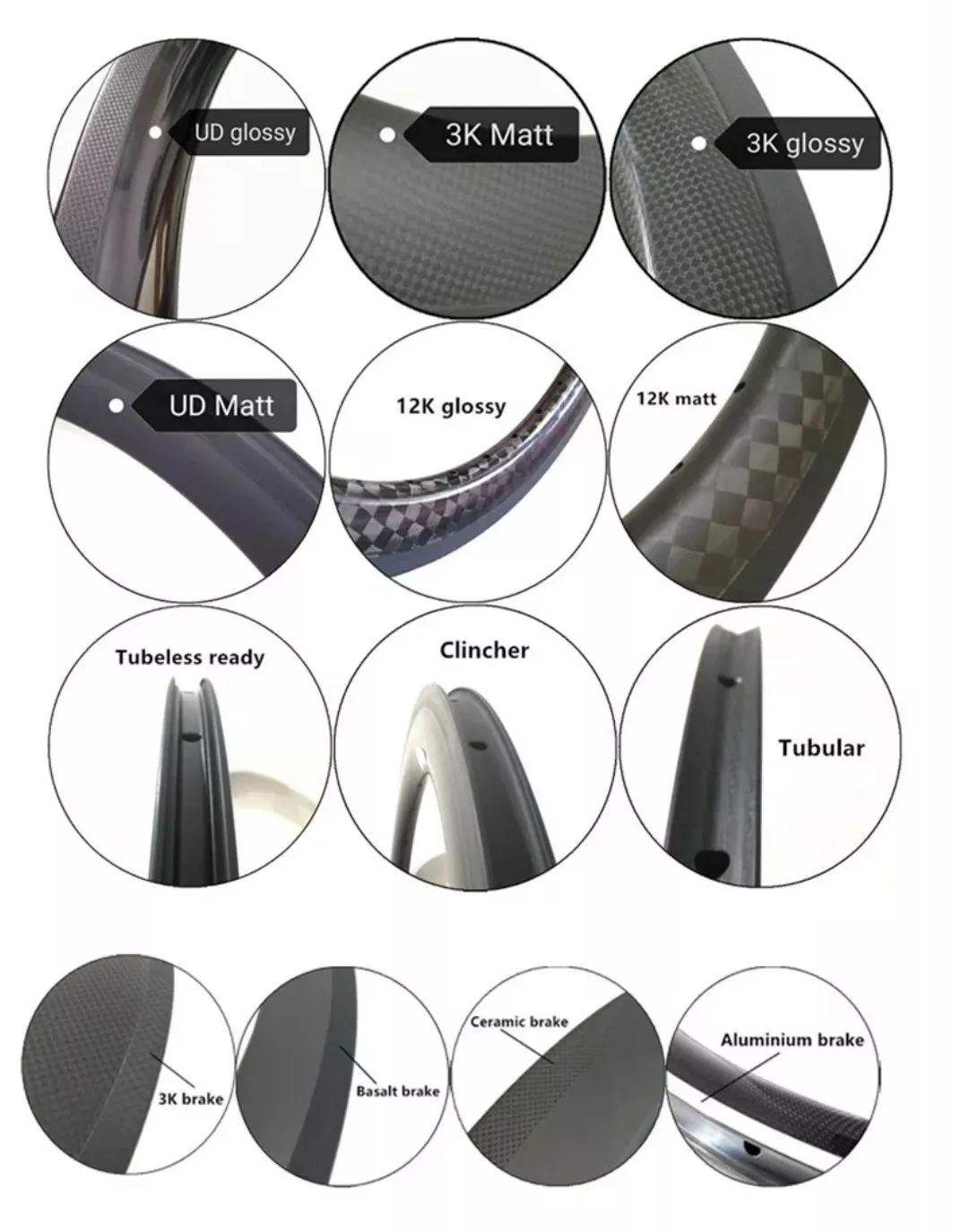 Full Carbon Rim,700C Road Bike Carbon Fiber Rim in Disc Brake/Rim Brake ...
