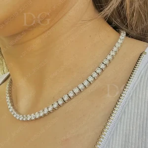 30 Carat Lab Grown Diamond Tennis Necklace Unique Trendy Gold Jewelry with IGI Certificate Rose Gold Link Chain