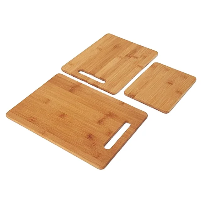 Premium Bamboo Cutting Board Set Customizable Design with Easy Access Handle Hole Set of 3