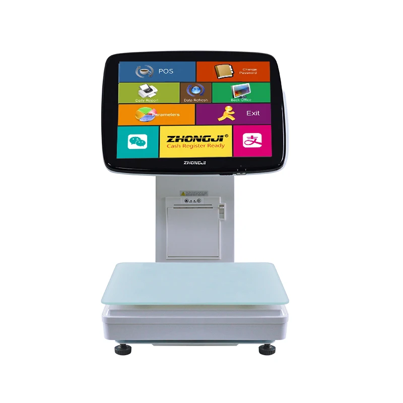 ZHONGJI Touch Screen Cash Register with Weighing Scales Supermarket POS System