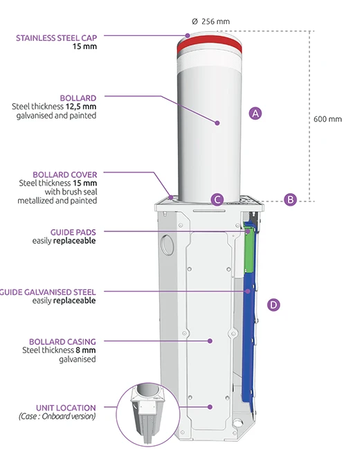 Onboard Hydraulic Retractable Bollard High Strength Pedestrian Zones ...