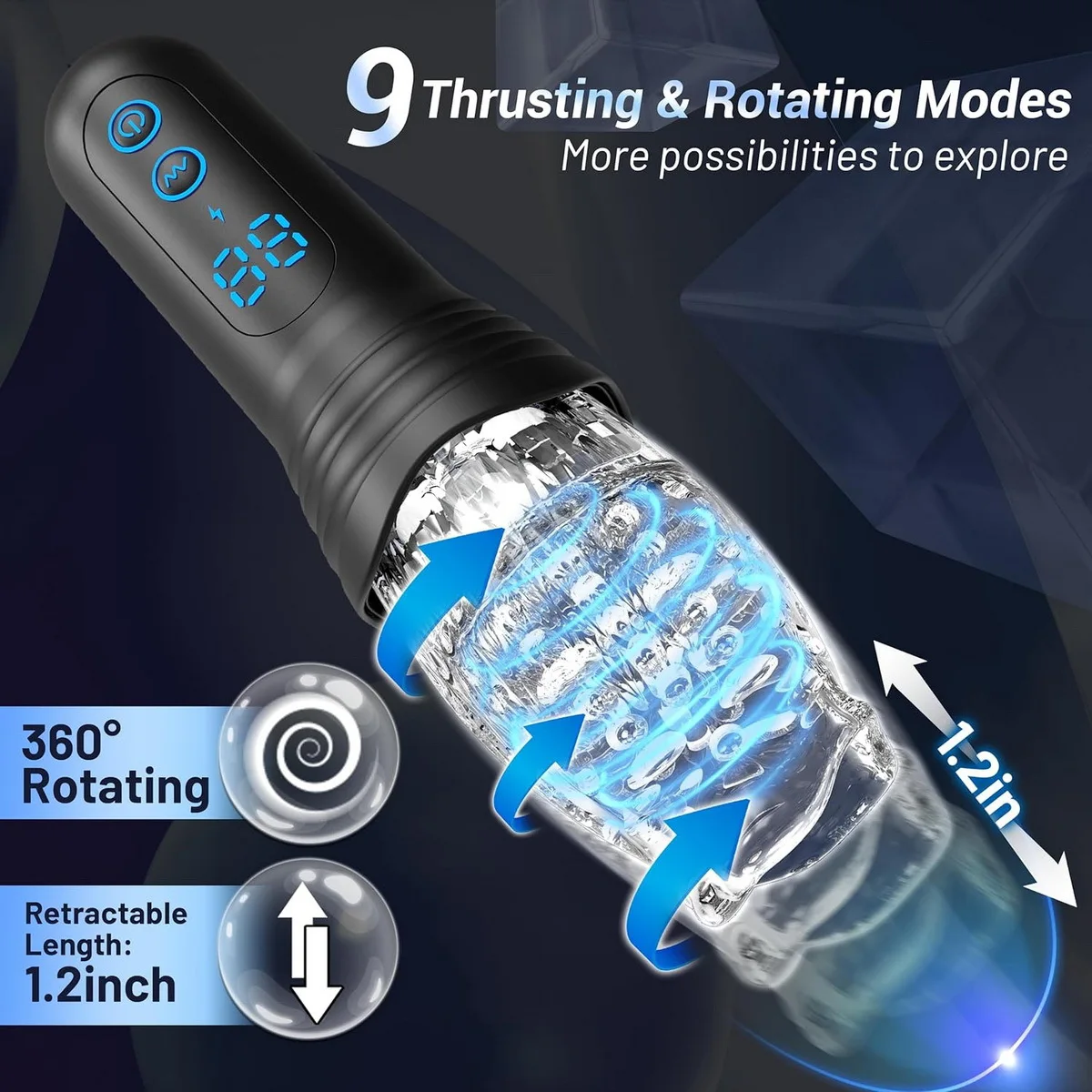 Retractable Thrusting Rotating Men Automatic Masturbator Cup Transparent Pocket Pussy Vibrating Male Stroker Adults Oral Sex Toy