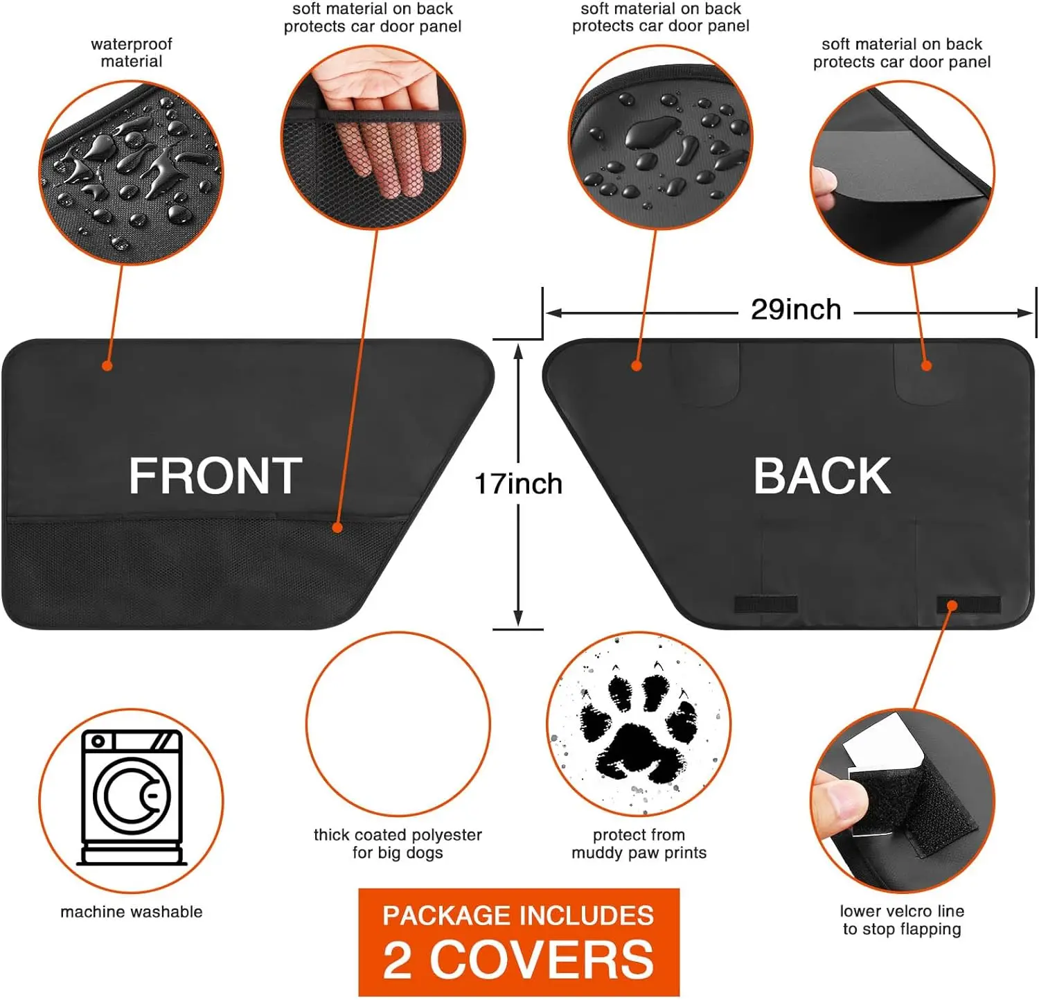 Dog Car Door Protector 2 Pack Anti Pet Scratching Waterproof Vehicle Door Covers Guard Truck Interior Panel Safe Universal