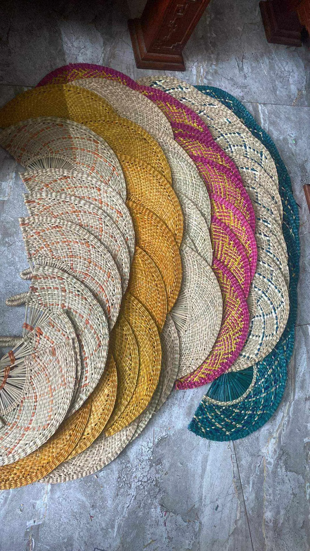 Lot De 3 Ventilateurs Décoratifs Muraux En Osier – Vintage Années 60/70 – Très Bon état