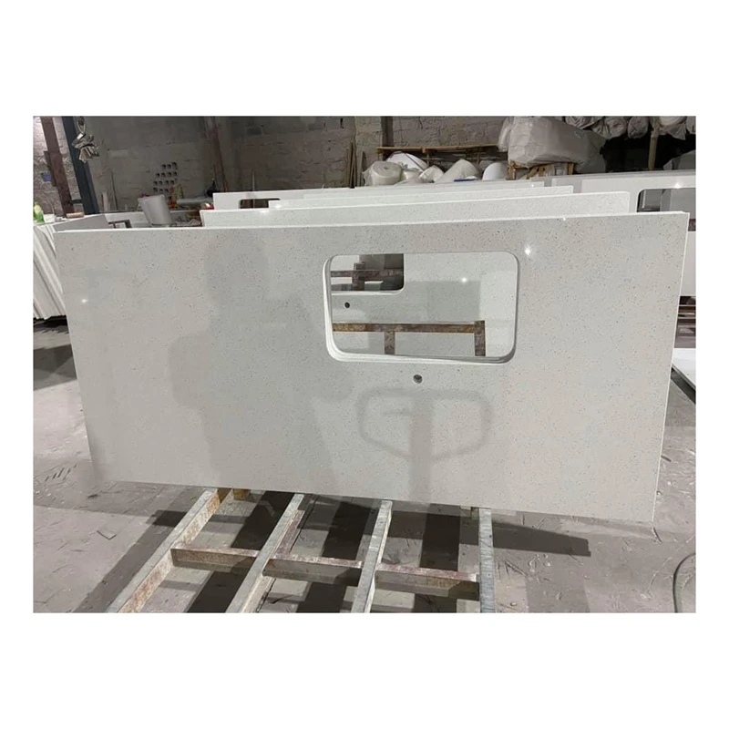 Kitchen Crystal Shell White Quartz Countertop