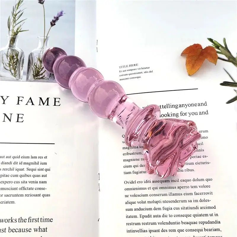 G-Punkt und Anus Dehnungs-Plugs Vagina Anale Stimulation Erotikspielzeug  Kristall Rosa Rosenblte Glas Dildo Anal Butt Plug fr Frauen