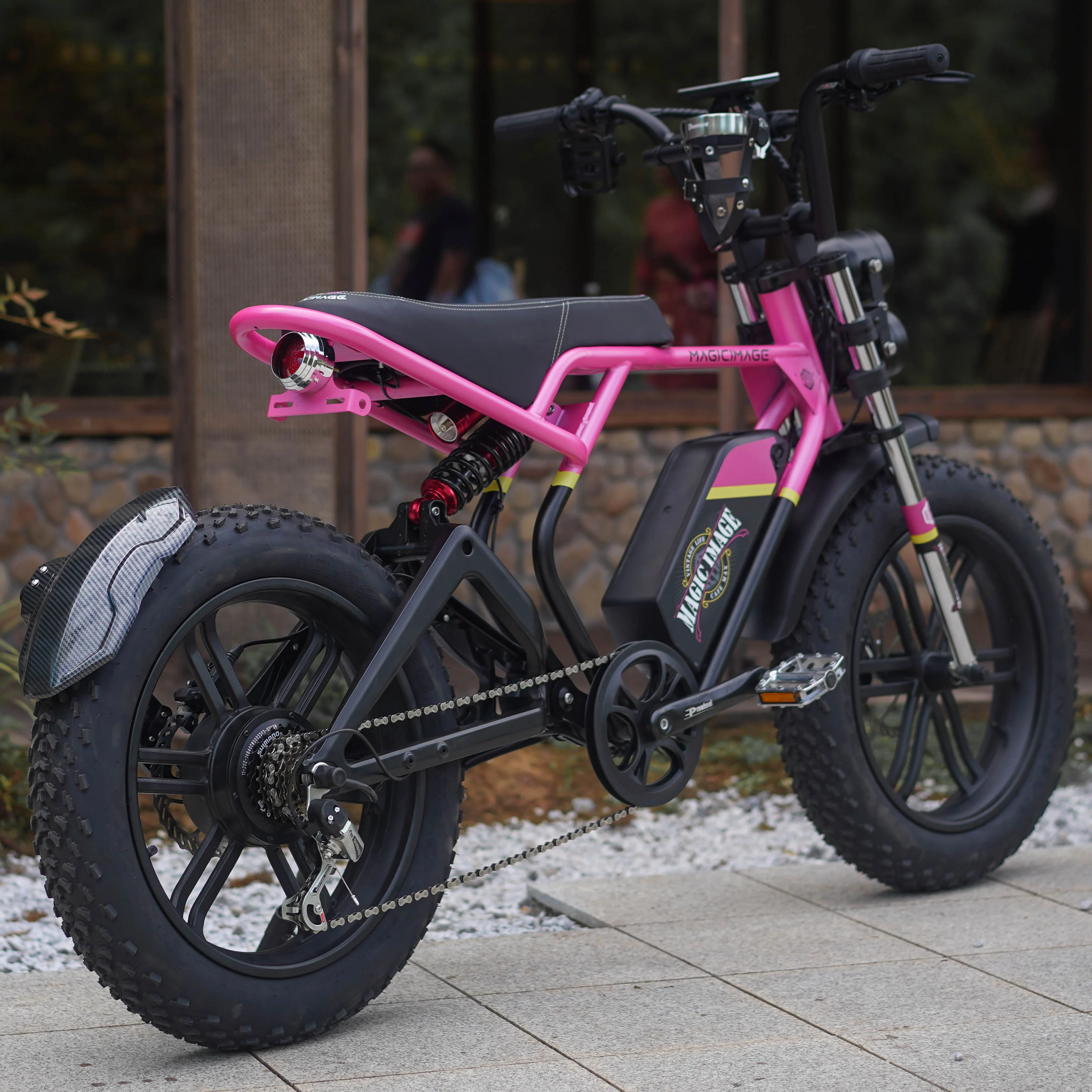 4LEAFカフェレーサーステップオーバー20x4大人用電動自転車スクーター 