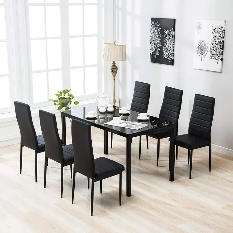 Free Sample Cheap 6 Chairs Dining Room Table Set Modern Classic 8 Seater Luxury Glass Dining Table Set