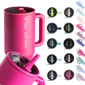 New Lid Wholesale Bulk Leak Proof 40 oz Travel Mug with Flip Straw Insulated Vacuum Quencher H2.0 40oz Tumbler With Handle
