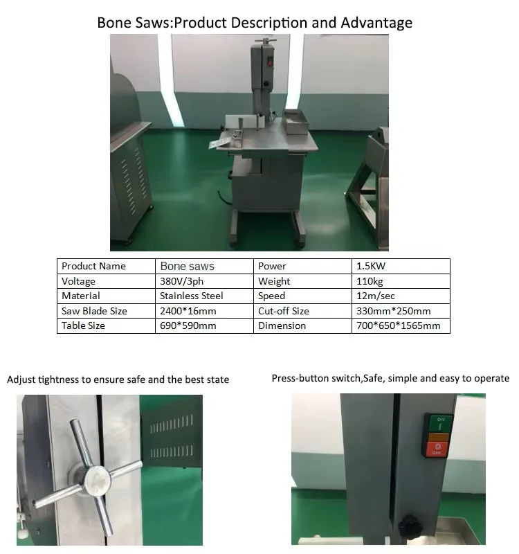 High performance commercial bone cutter for the meat industry