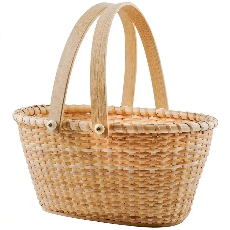 New Arrival Vintage Rattan Wine & Bread Picnic Basket High Quality