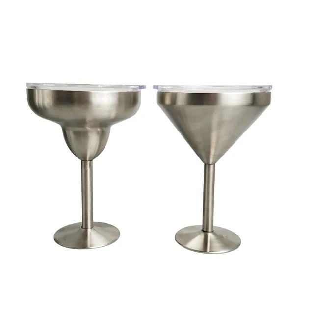 Customized logo stainless steel wine glasses double wall 8oz cocktail tumblers with lid