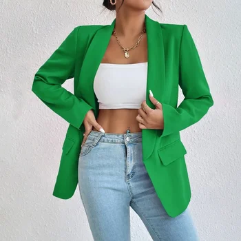 New Trending Fashion Femme Office Mujer Long Sleeve Solid Color Comfortable Elegant Blazer Women Casual