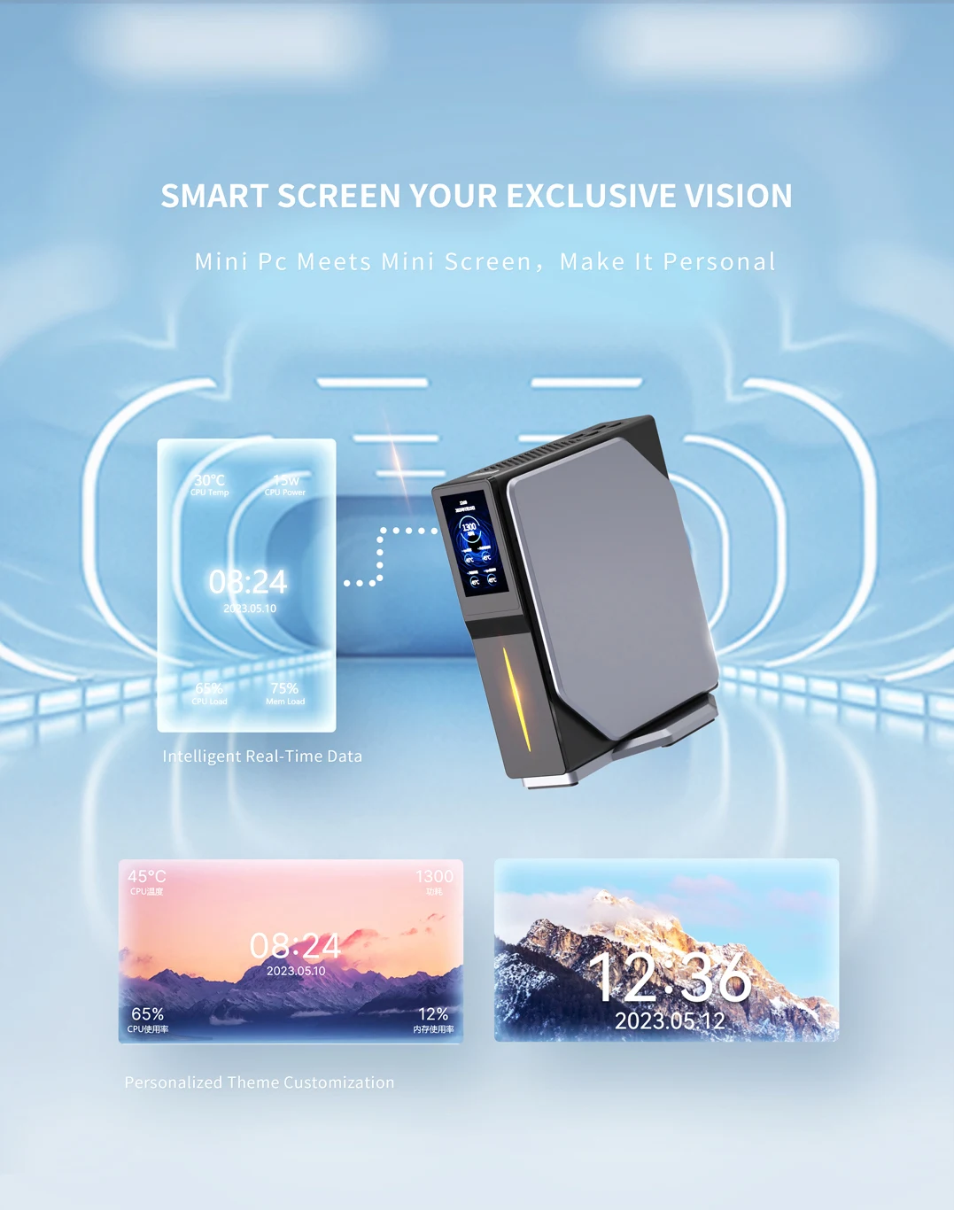 Qunshi S1 N150 Mini PC - Windows 11 Pro, 8GB RAM, 128GB SSD