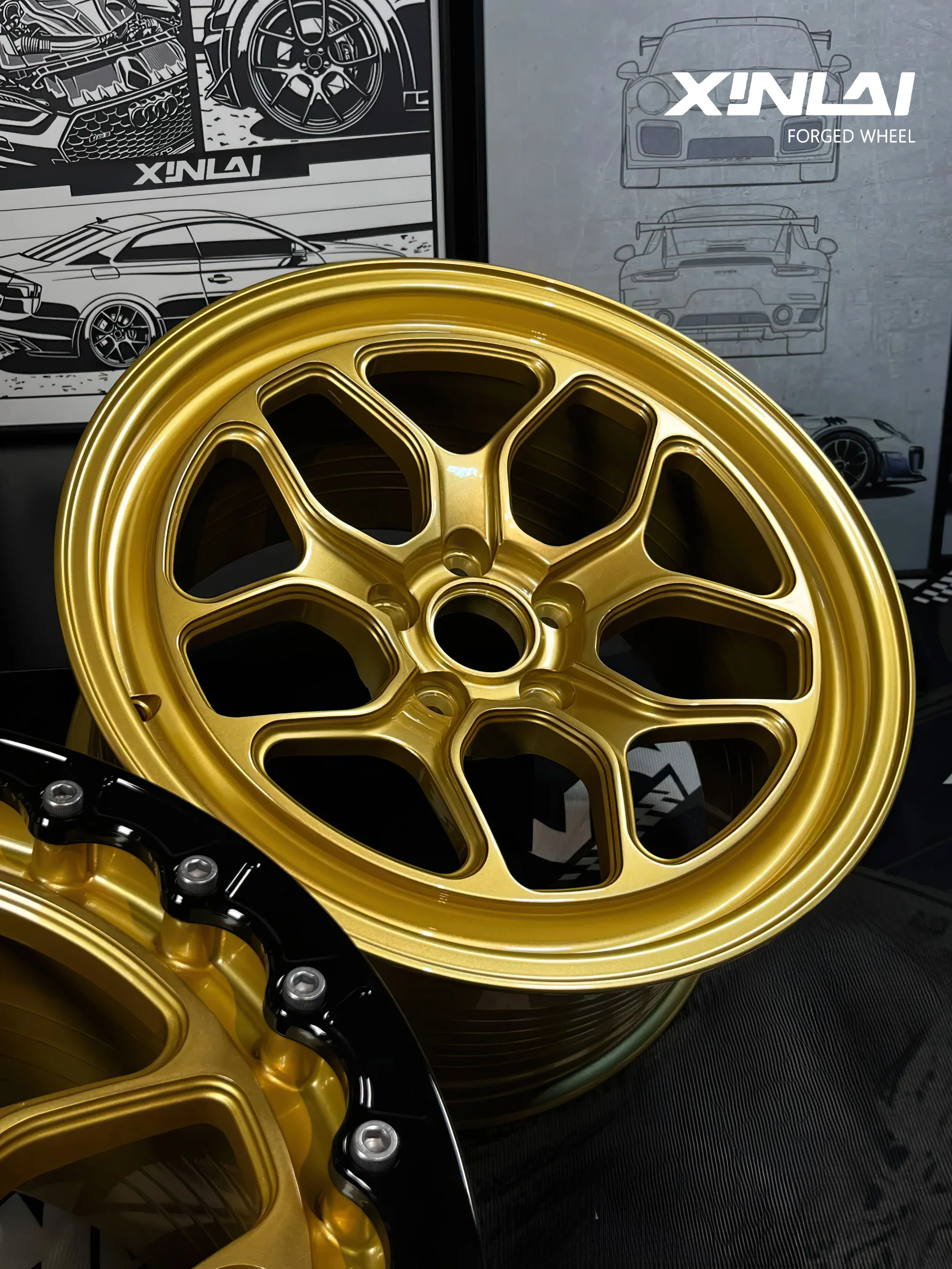 XINLAI Concave Custom Gold Forged Alloy Beadlock Wheels 5x112 5x114.3 5x120 for Sport Cars Lightweight Performance Racing Rims - Image 6