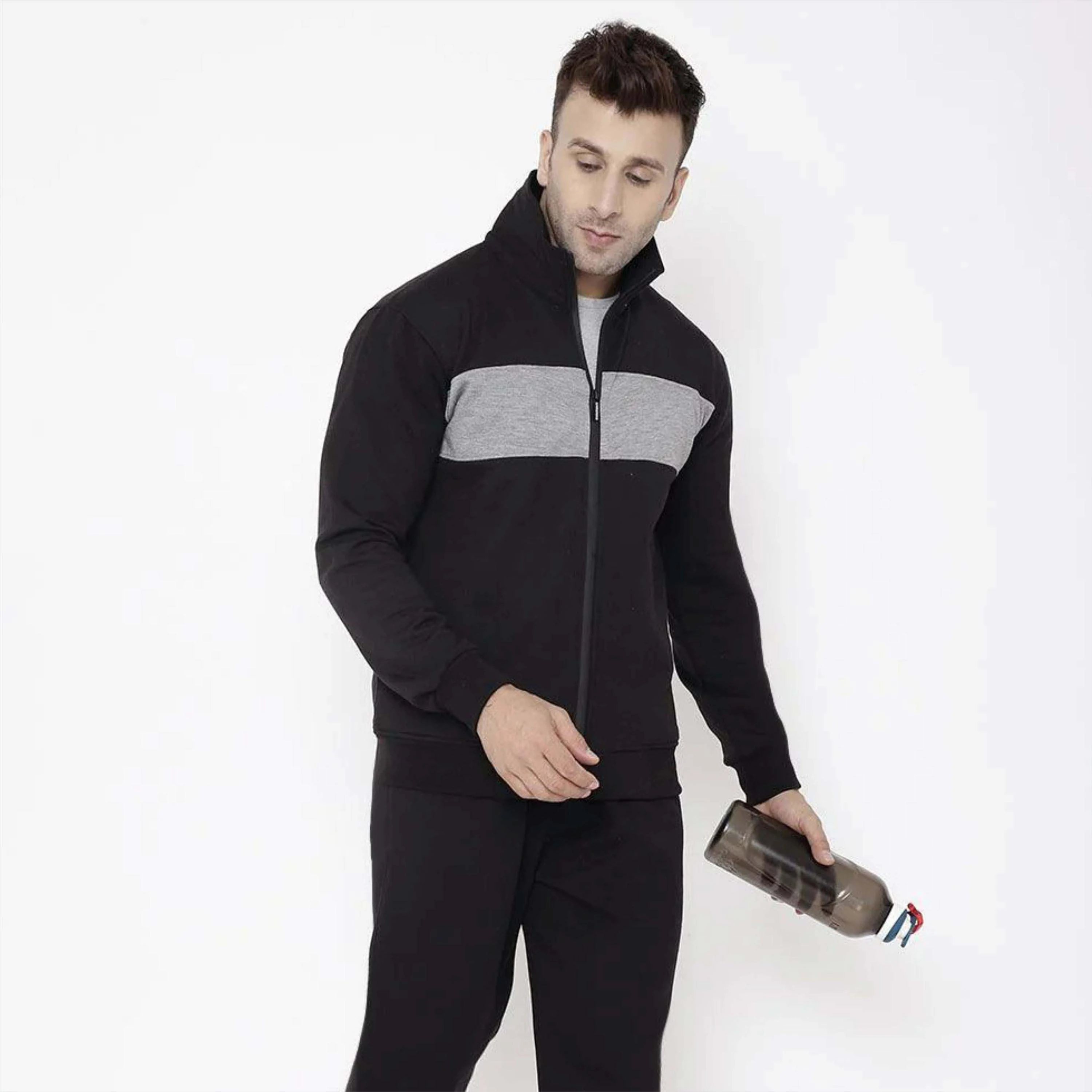 OEM Men's Casual Color-Blocked Hooded Tracksuit Stylish