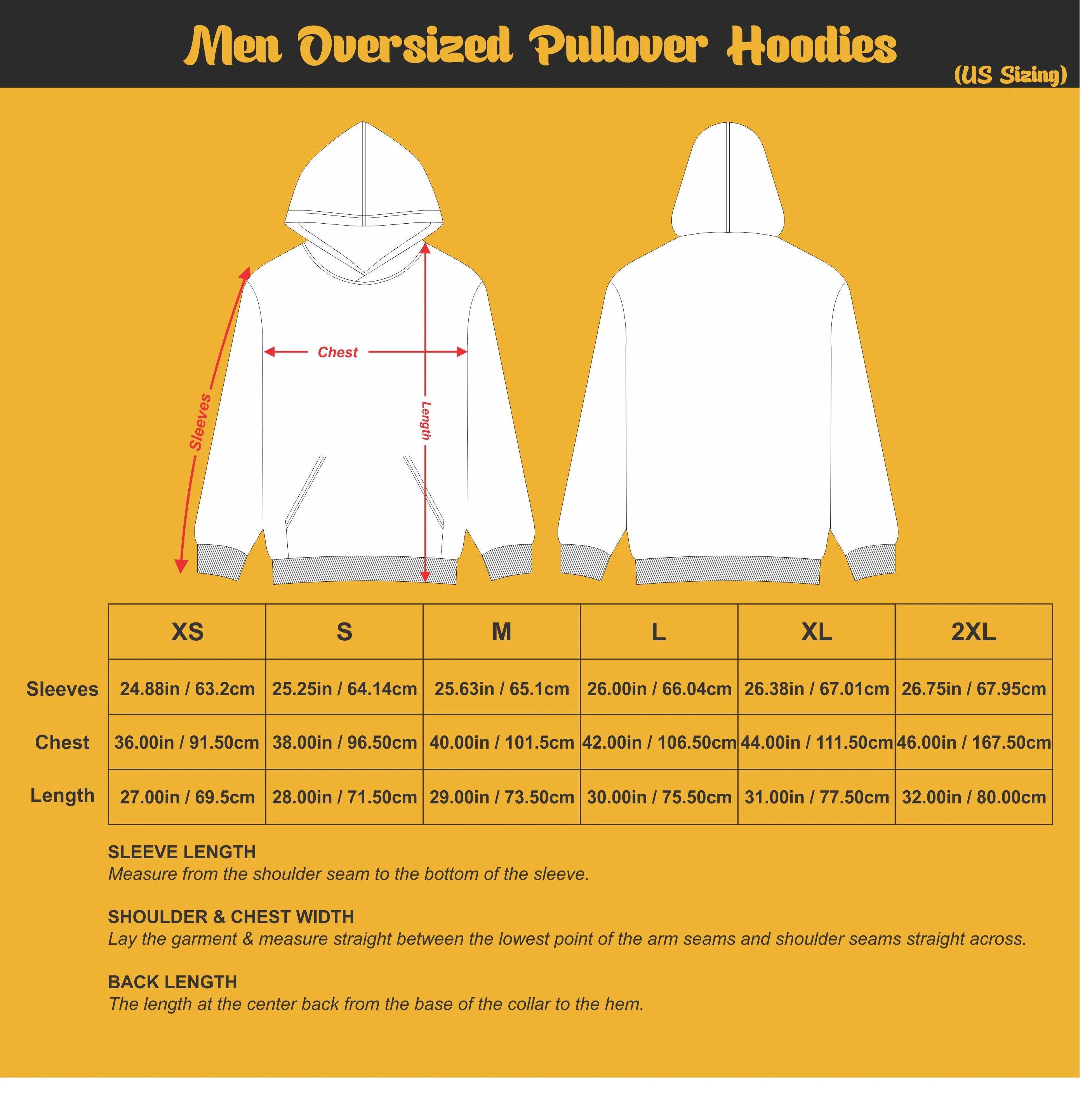 Oversized Hoodie Size Chart Us Breathable Heavy Weight Organic