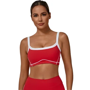 Fitness Yoga Wear Color Block Sports Bra with Cross Back Straps Sexy One-Piece