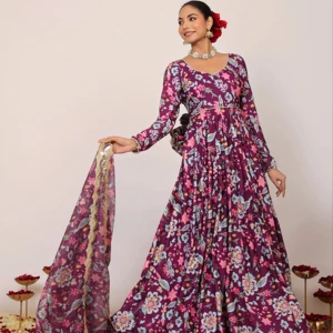 Wholesale High-end Premium Custom Made Country Western Style Clothing Manufacturers Georgette Print Maxi With Dupatta for Women